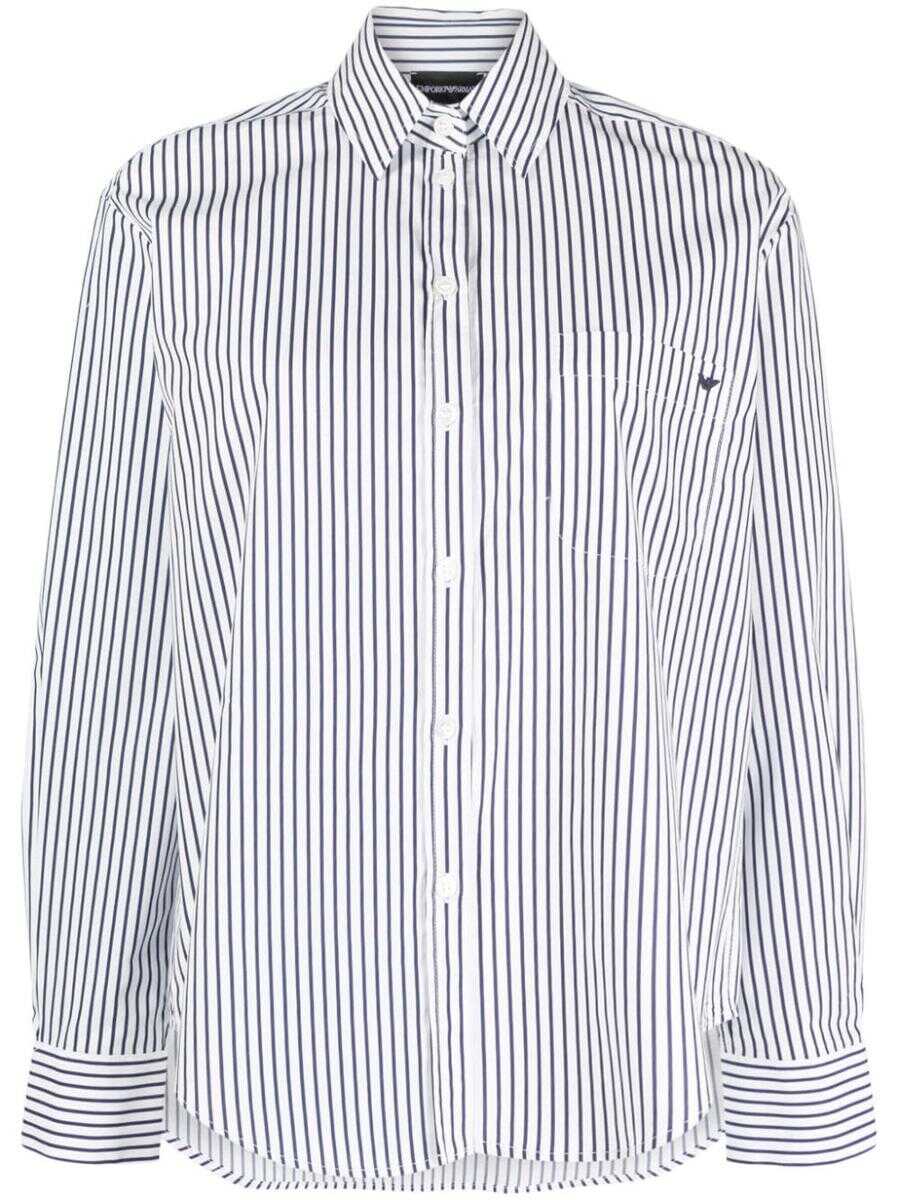 EA7 EA7 EMPORIO ARMANI Striped cotton shirt Blue