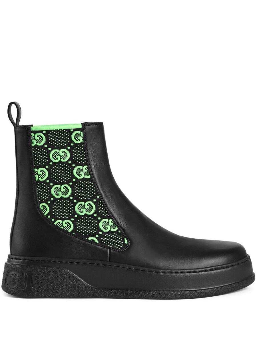 Gucci GUCCI GG motif leather ankle boots BLACK