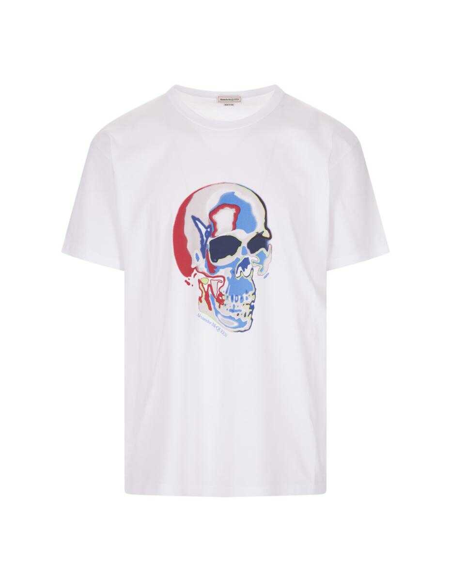 Alexander McQueen ALEXANDER MCQUEEN T-Shirt With Solarised Skull Print in /Multicolour White