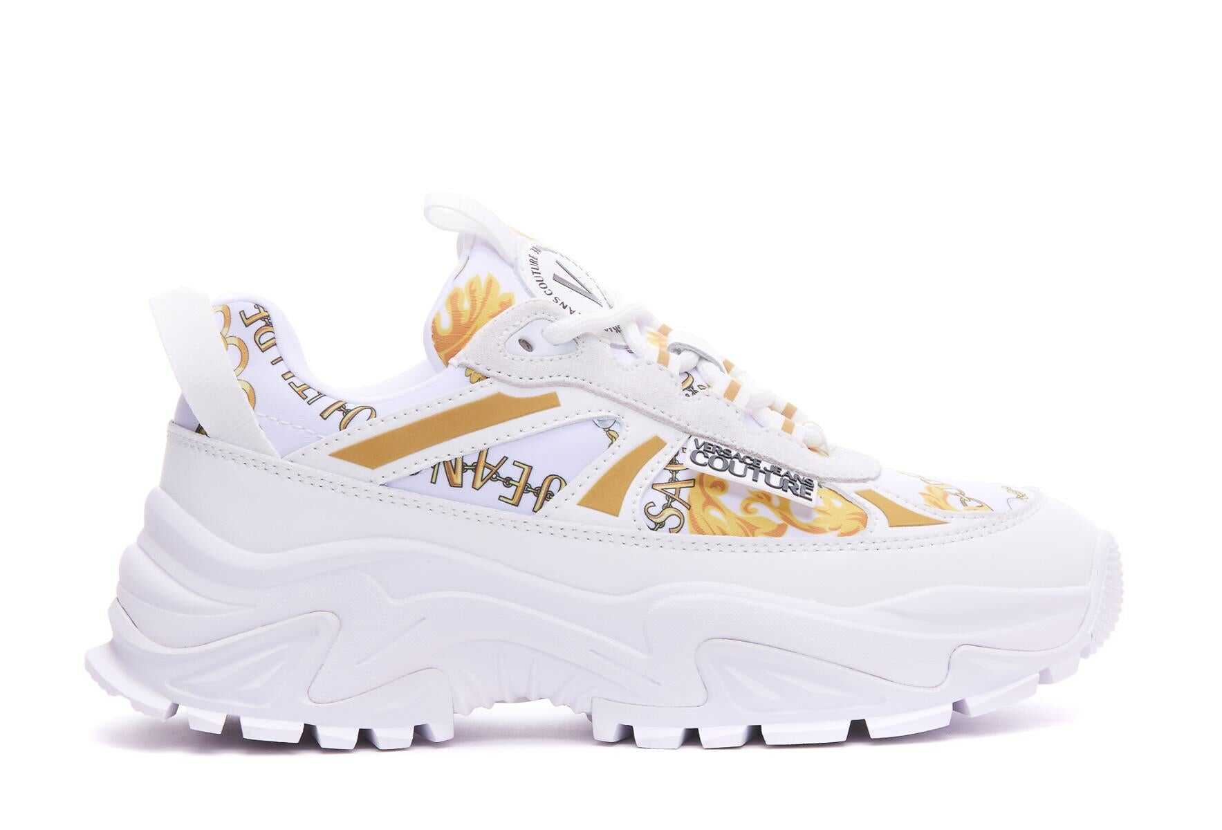Versace Jeans Couture VERSACE JEANS WHITE, YELLOW AND BLACK FAUX LEATHER SNEAKERS White
