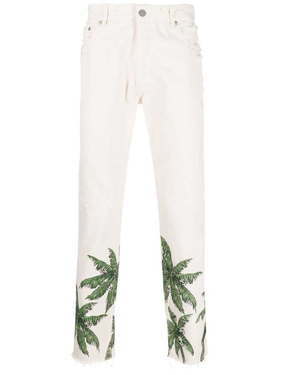 Palm Angels PALM ANGELS Bull Palms denim cotton jeans White