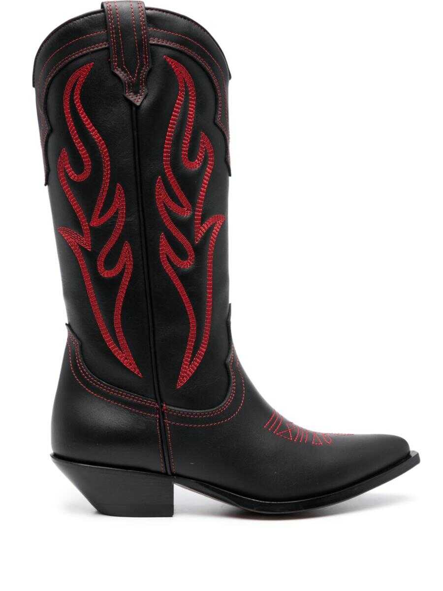 SONORA SONORA Embroidered suede western boots BLACK