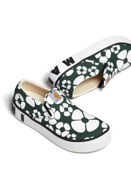 Sneakers Marni Marni X Carhartt Floral Print Slip On GREEN Barbati (BM 10800232) 4