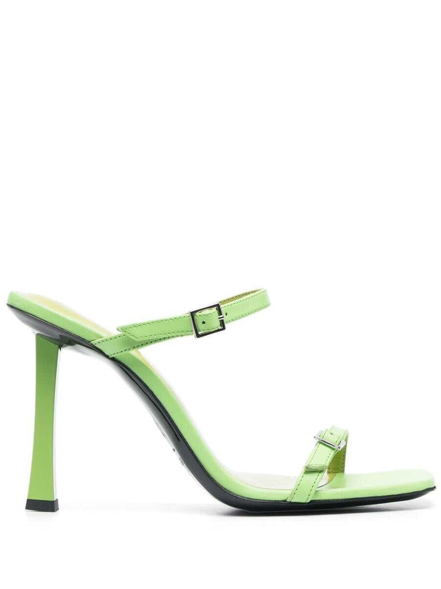 Poze BY FAR BY FAR Flick leather mules Green