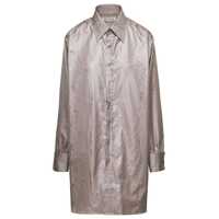 Camasi Beige Oversze Poly Moire Shirt In Polyester Woman Femei
