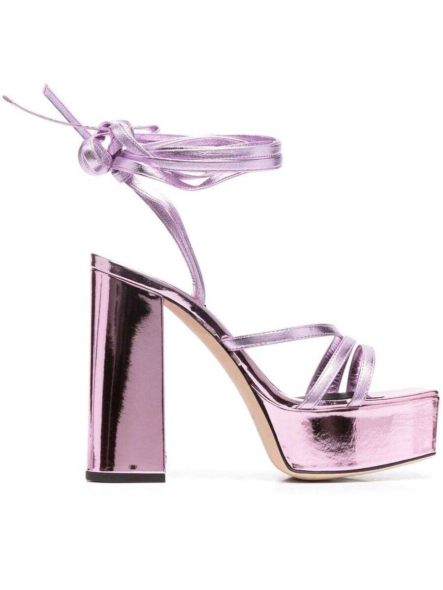 Poze Giuseppe Zanotti GIUSEPPE ZANOTTI Metallic leather heel sandals Pink