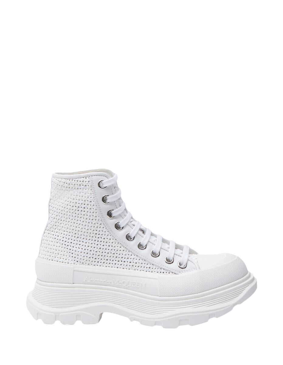 Poze Alexander McQueen ALEXANDER MCQUEEN And Silver Tread Slick Ankle Boots White