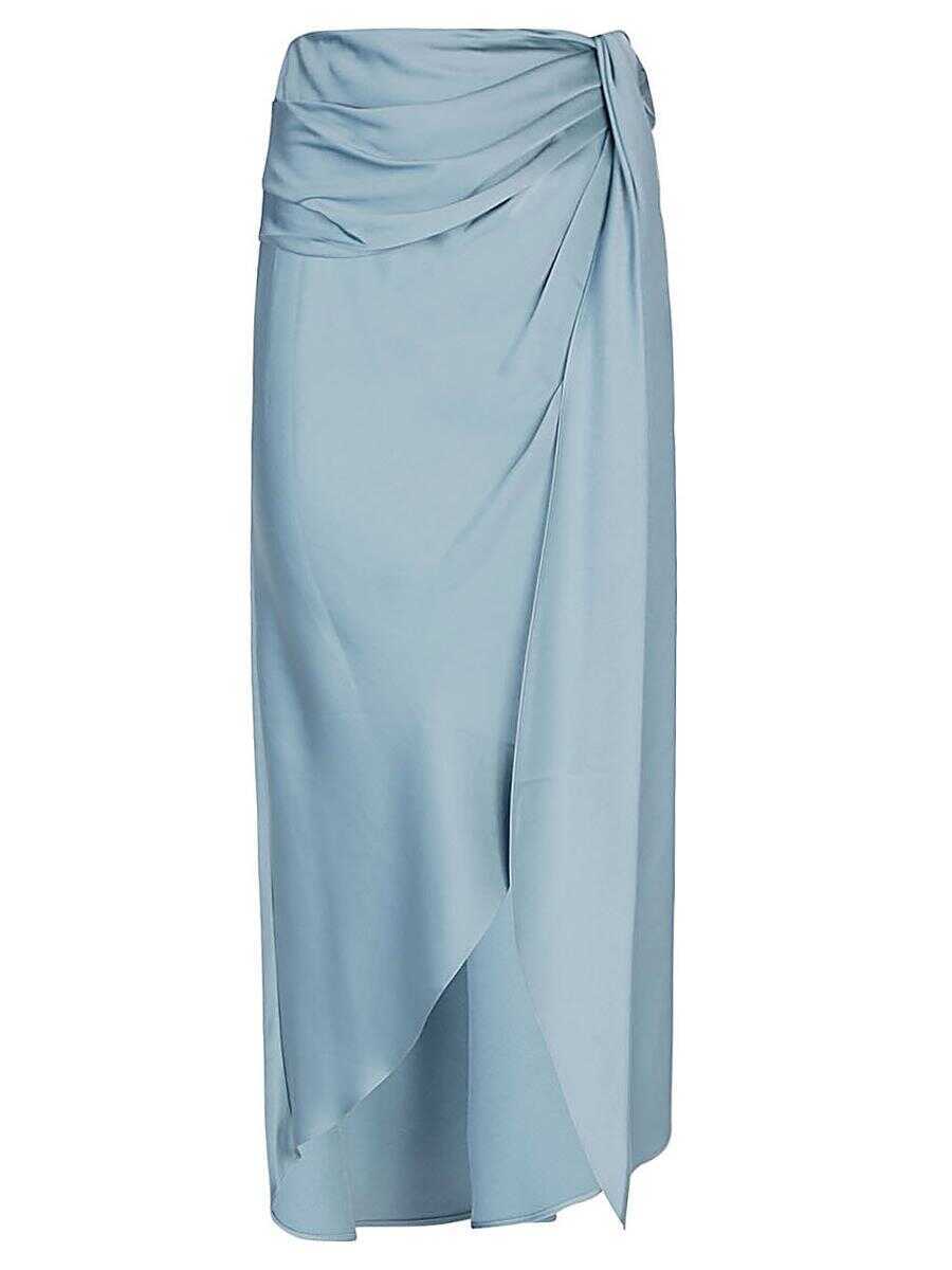 Fuste SIMKHAI Simkhai Elisabetta Draped Satin Midi Skirt CLEAR BLUE Femei (BM 10815484) 1