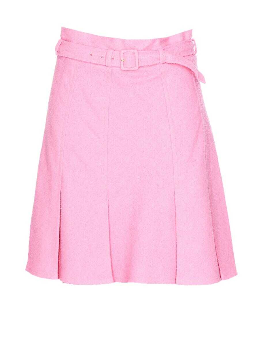 Patou PATOU PLEATED COTTON-BLEND TWEED SKIRT Pink