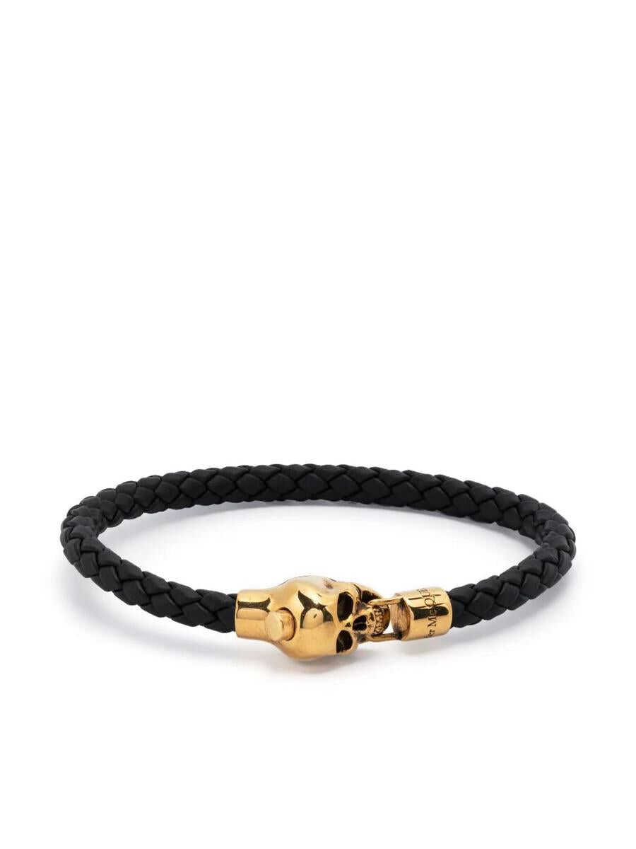 Alexander McQueen ALEXANDER MCQUEEN Braided Leather Skull Bracelet Black