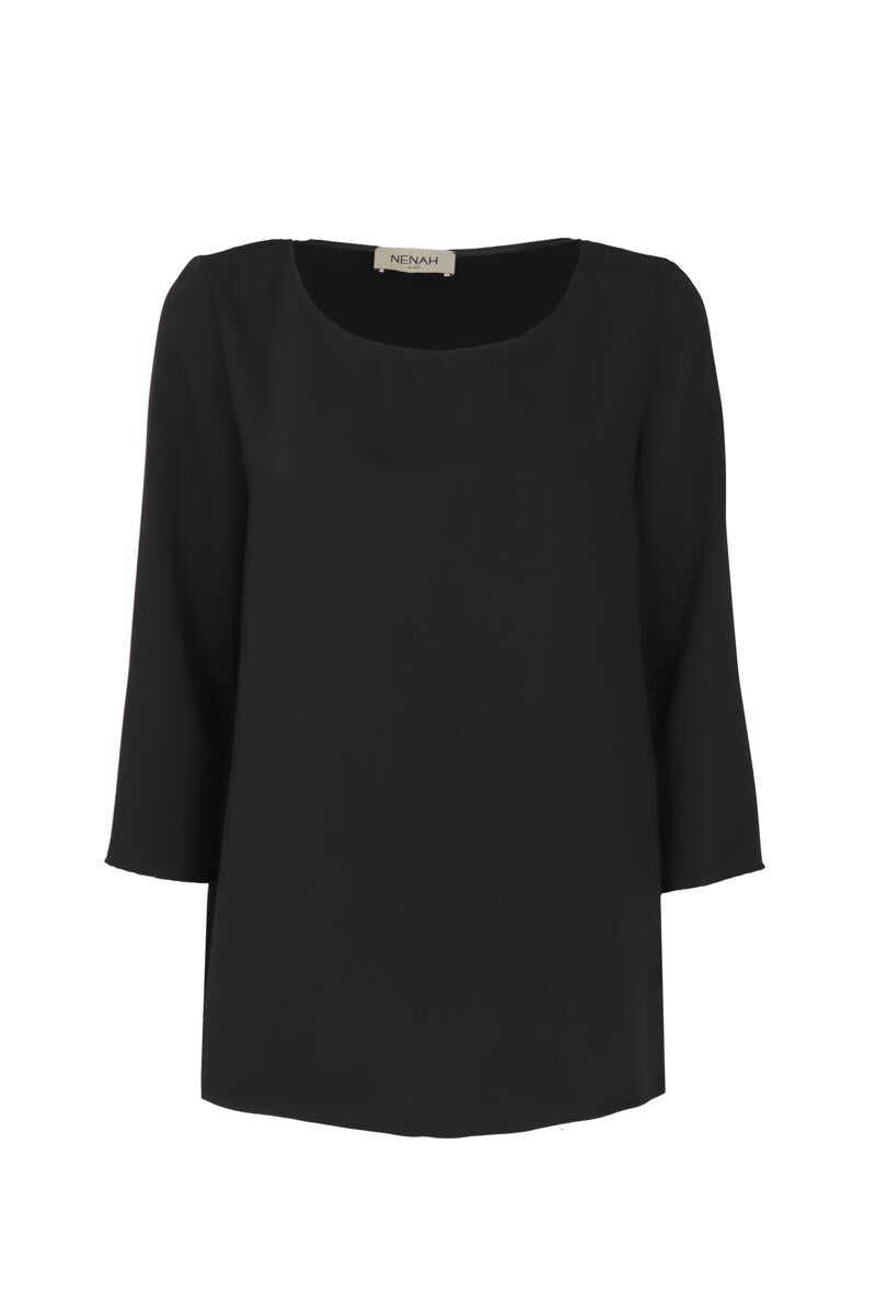 NENAH NENAH Loose blouse with wide neckline Black