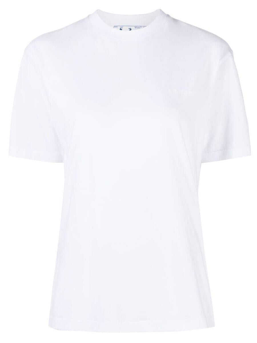 Off-White White Crewneck T-Shirt with Tonal Logo and Diag Print in Cotton Woman WHITE