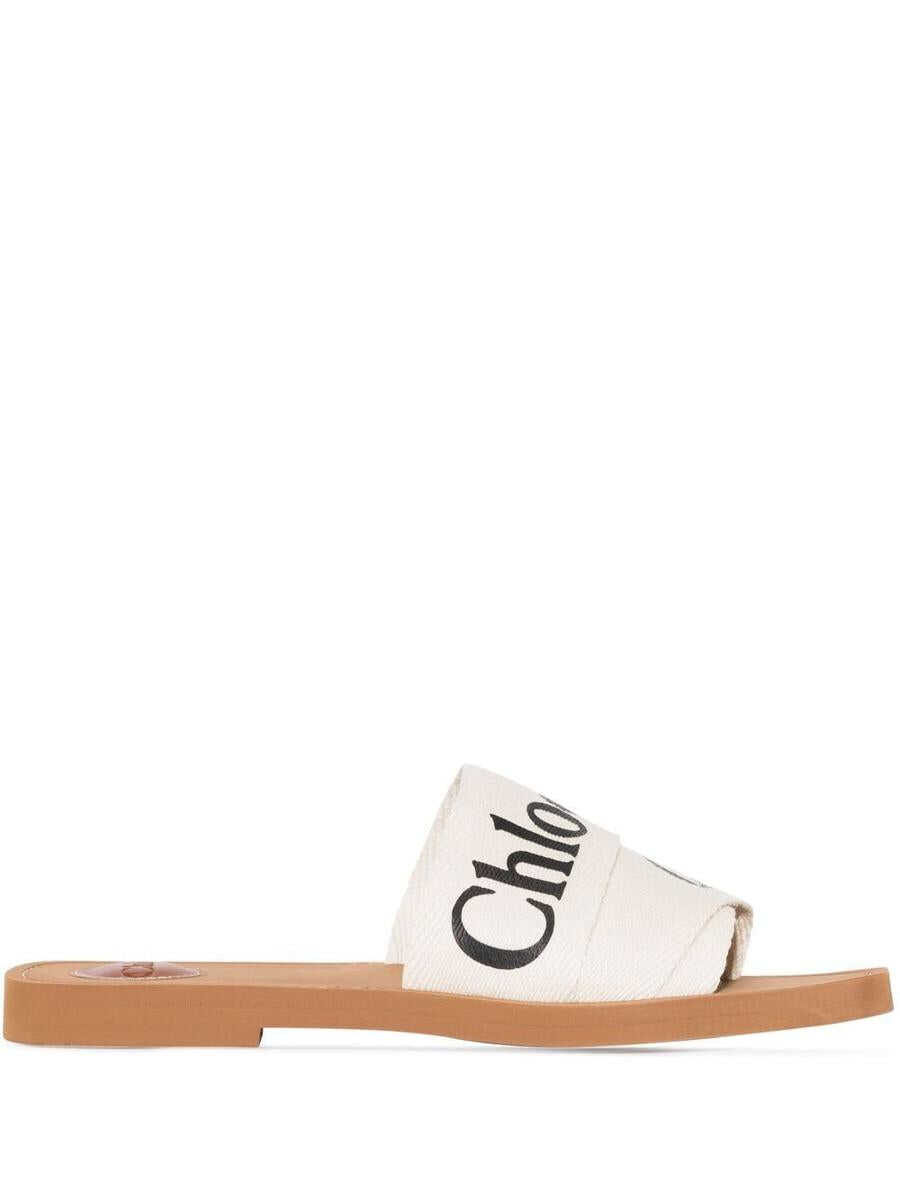 Chloe CHLOÉ Woody leather flat sandals White