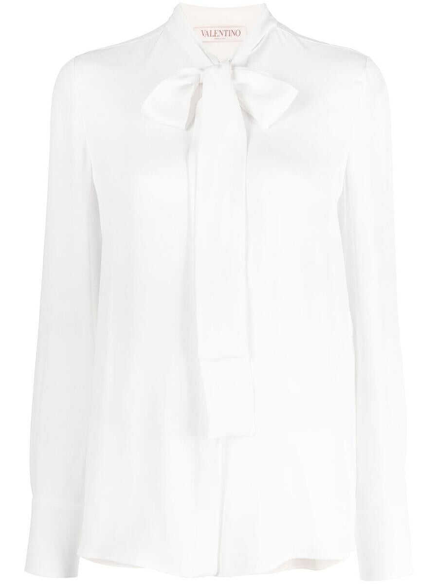 Valentino Garavani VALENTINO Silk bow-tie shirt WHITE