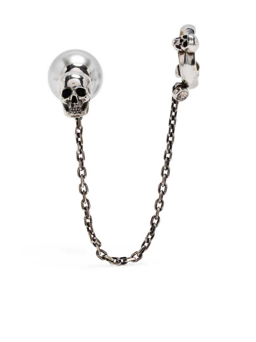Alexander McQueen ALEXANDER MCQUEEN Chain Earring With Skull and Pearl In SILVER