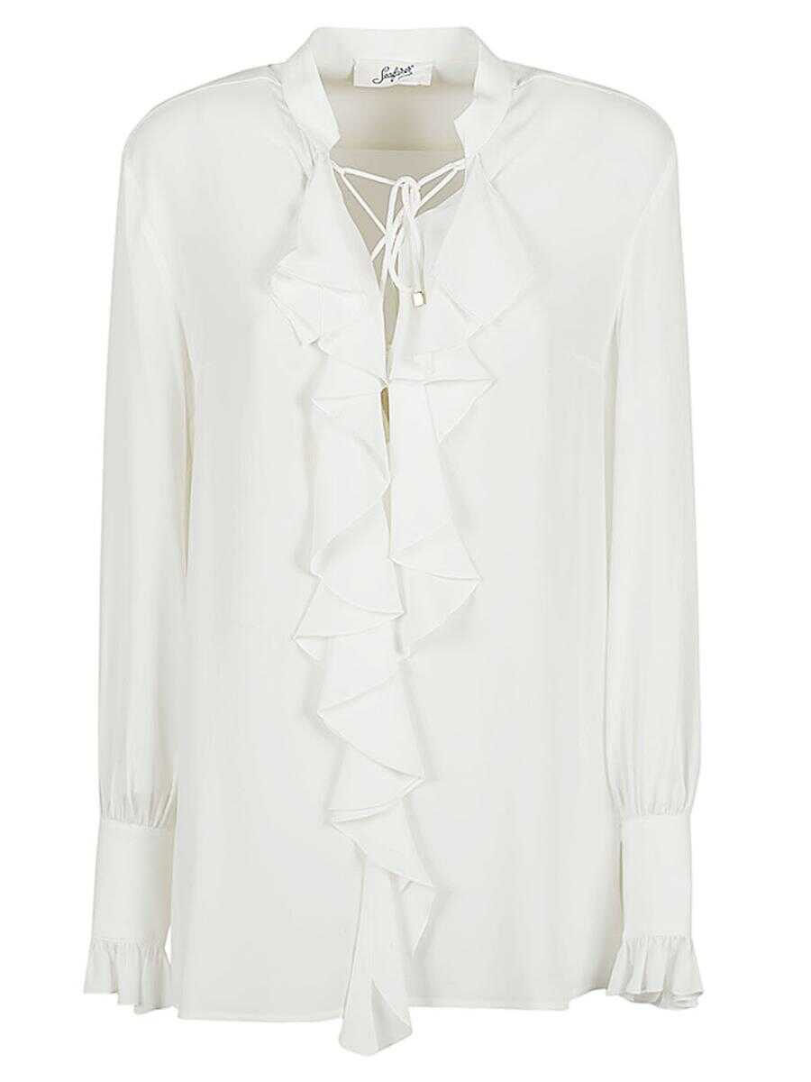 SEAFARER SEAFARER Milly ruched shirt White