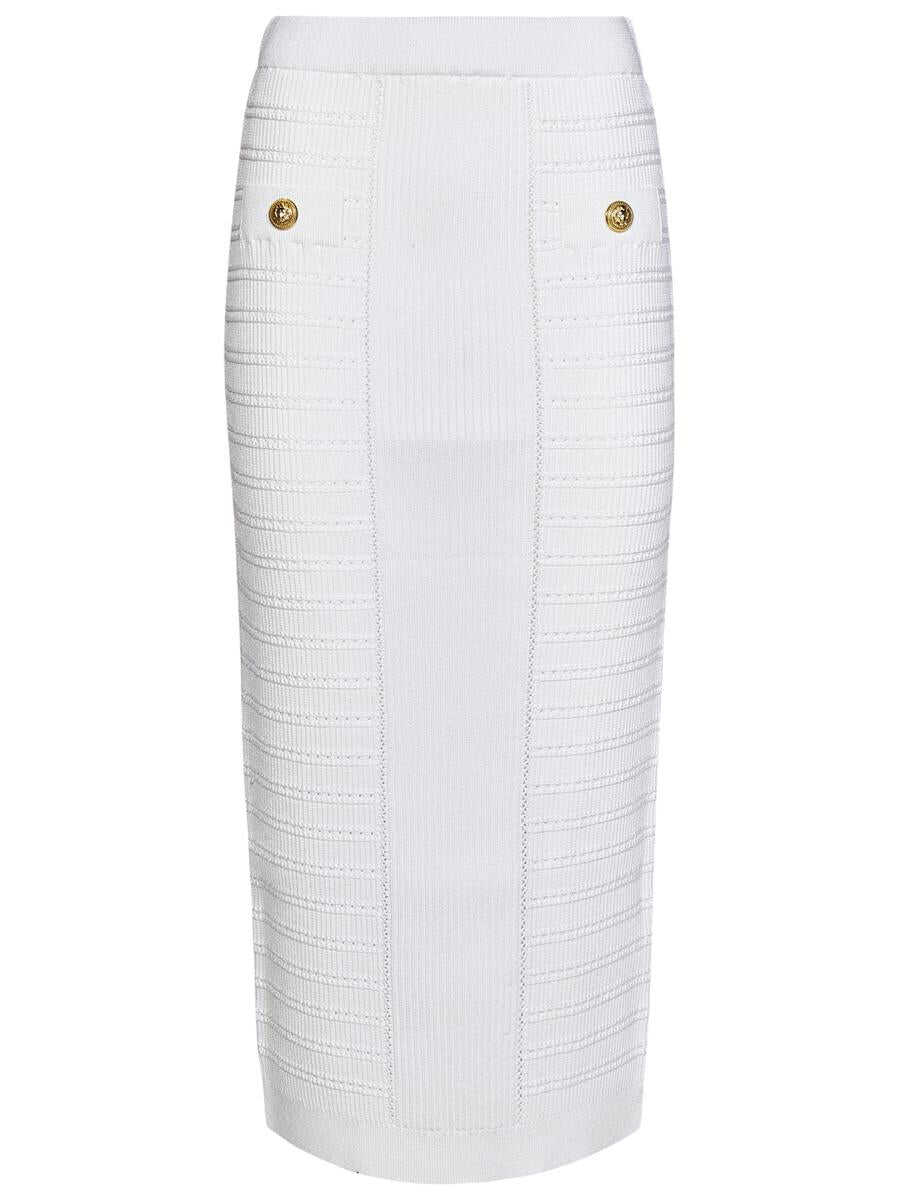 Balmain Balmain Paris Midi Skirt White