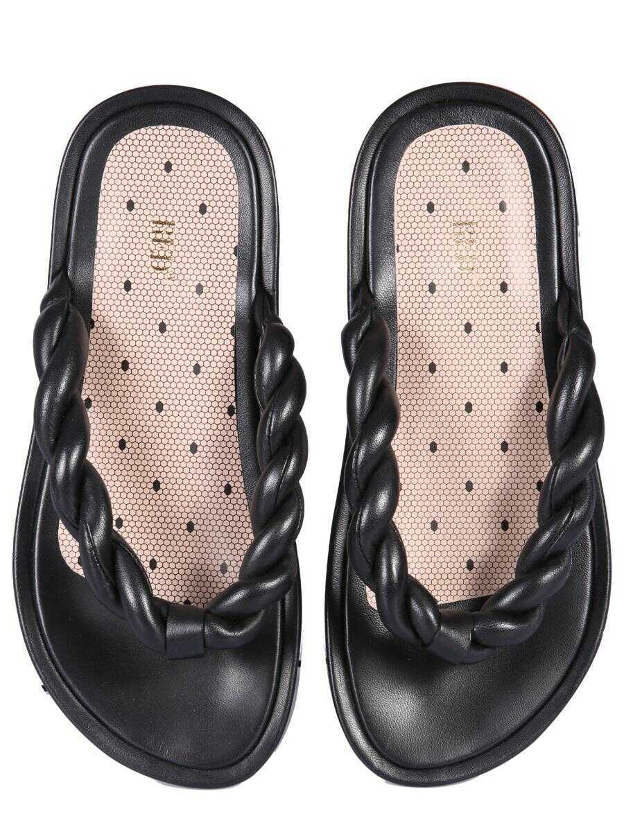 Sandale RED VALENTINO Red Valentino Leather Slide Sandals Black Femei (BM 10839097) 2