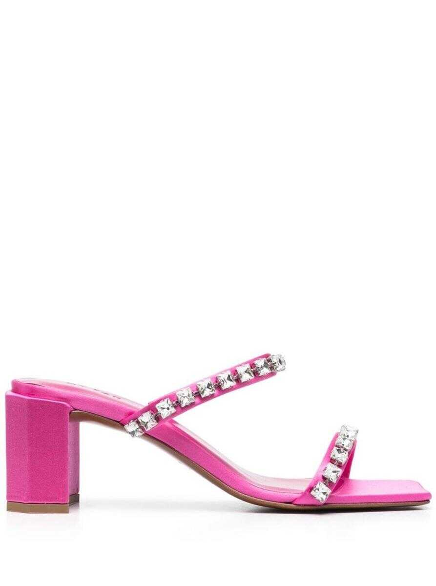 Poze BY FAR Fucsia Tanya Mules Sandals with Crystal Embellishment in Leather Woman Fuxia