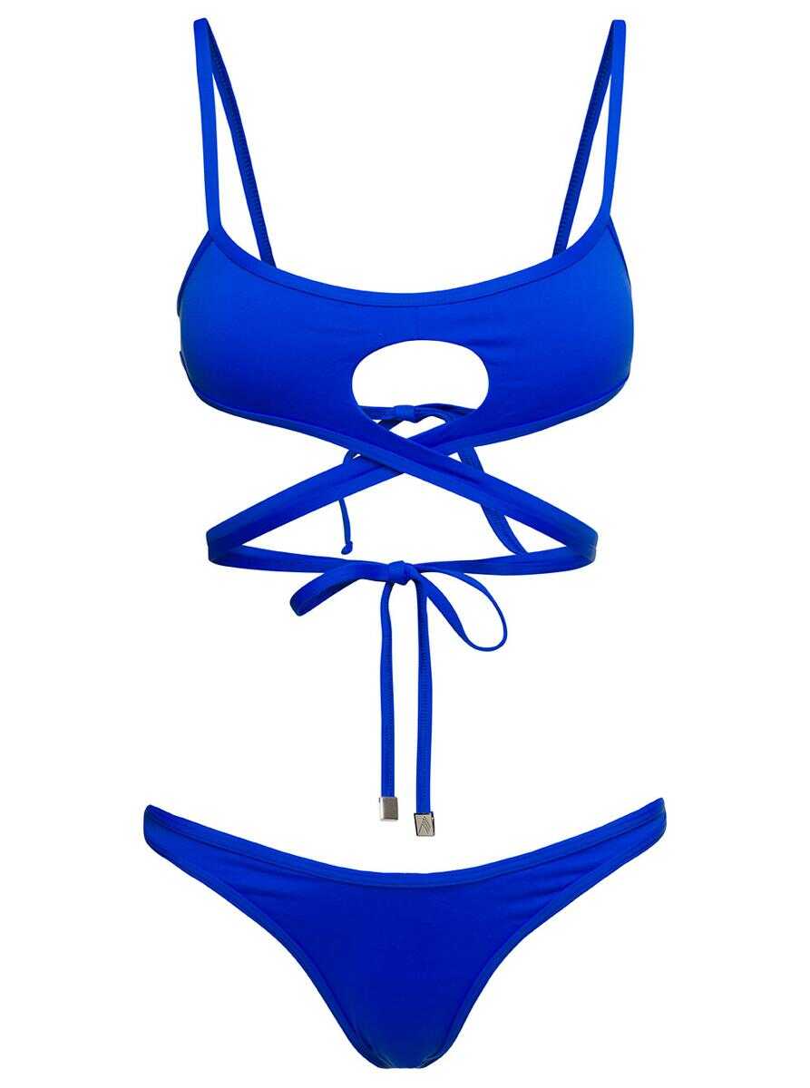 THE ATTICO Cut-Out Wraparound Bikini Set in BlueTechnical Fabric Woman Blu