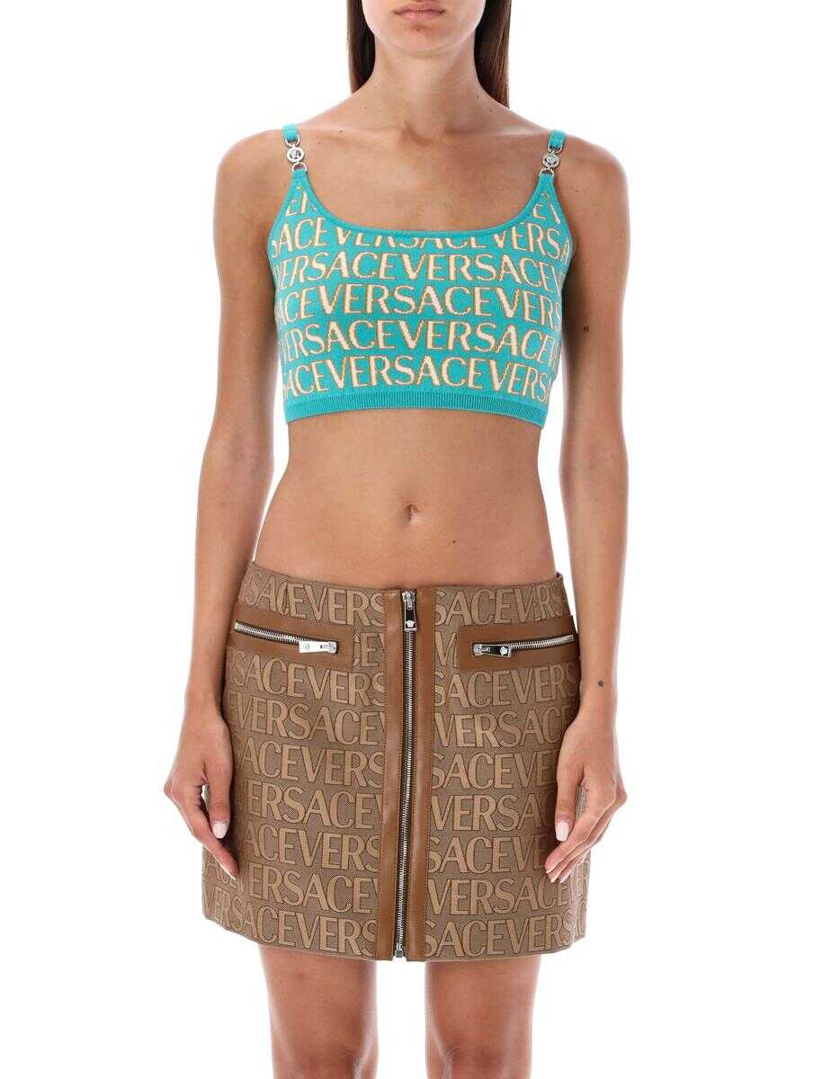 Versace VERSACE Versace Allover knit crop top TURQUOISE