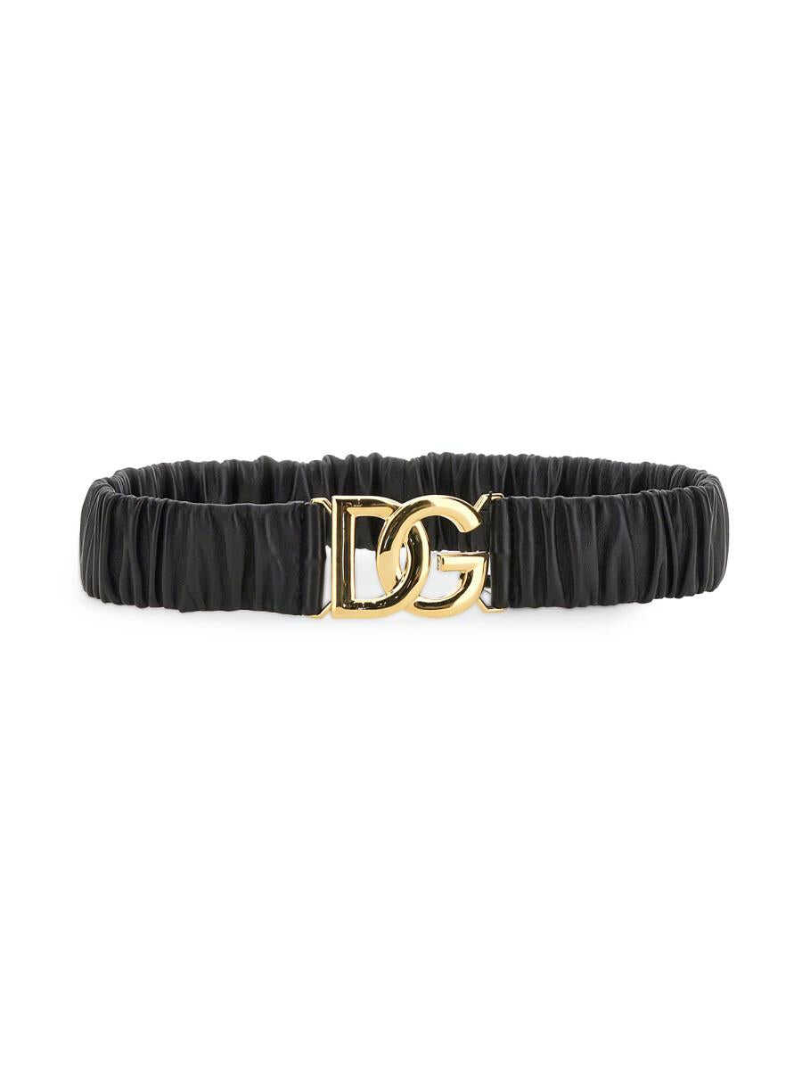 Dolce & Gabbana DOLCE & GABBANA ELASTICIZED BELT WITH LOGO BLACK