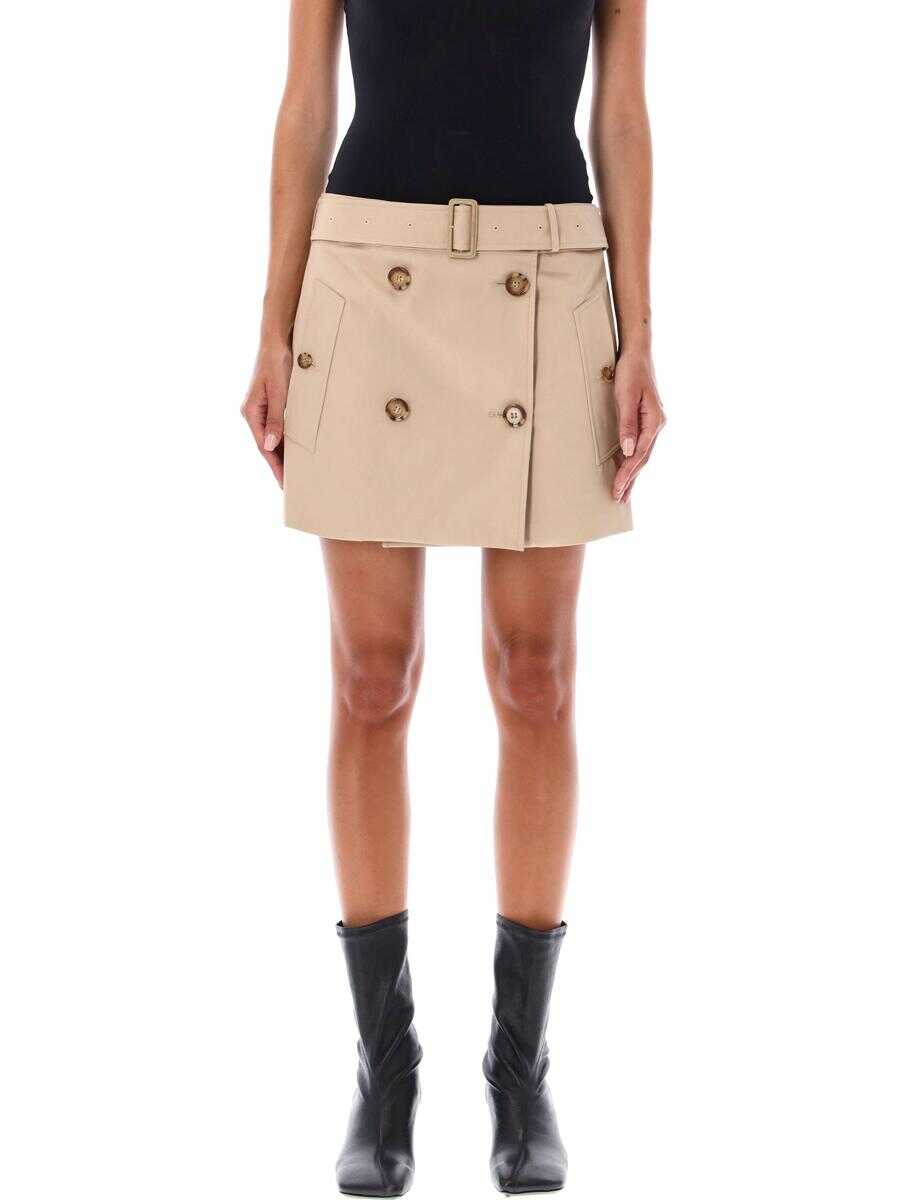 Burberry BURBERRY Cotton Gabardine Mini Trench Skirt SOFT FAWN BEIGE