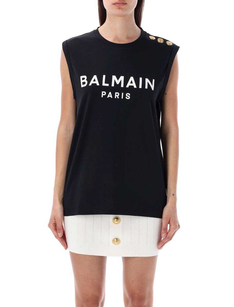 Balmain BALMAIN Flocked Paris T-Shirt BLACK