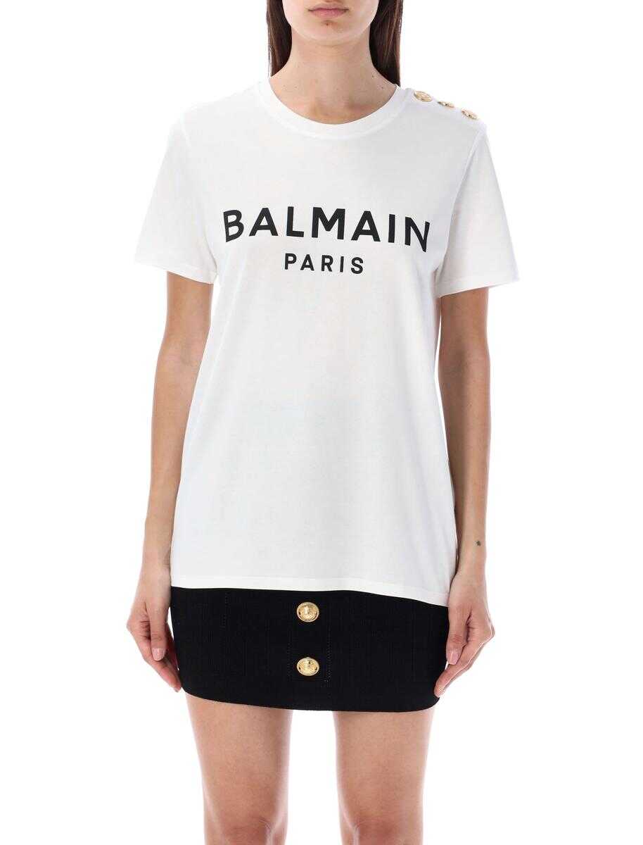 Balmain BALMAIN Flocked Paris T-Shirt WHITE/BLACK