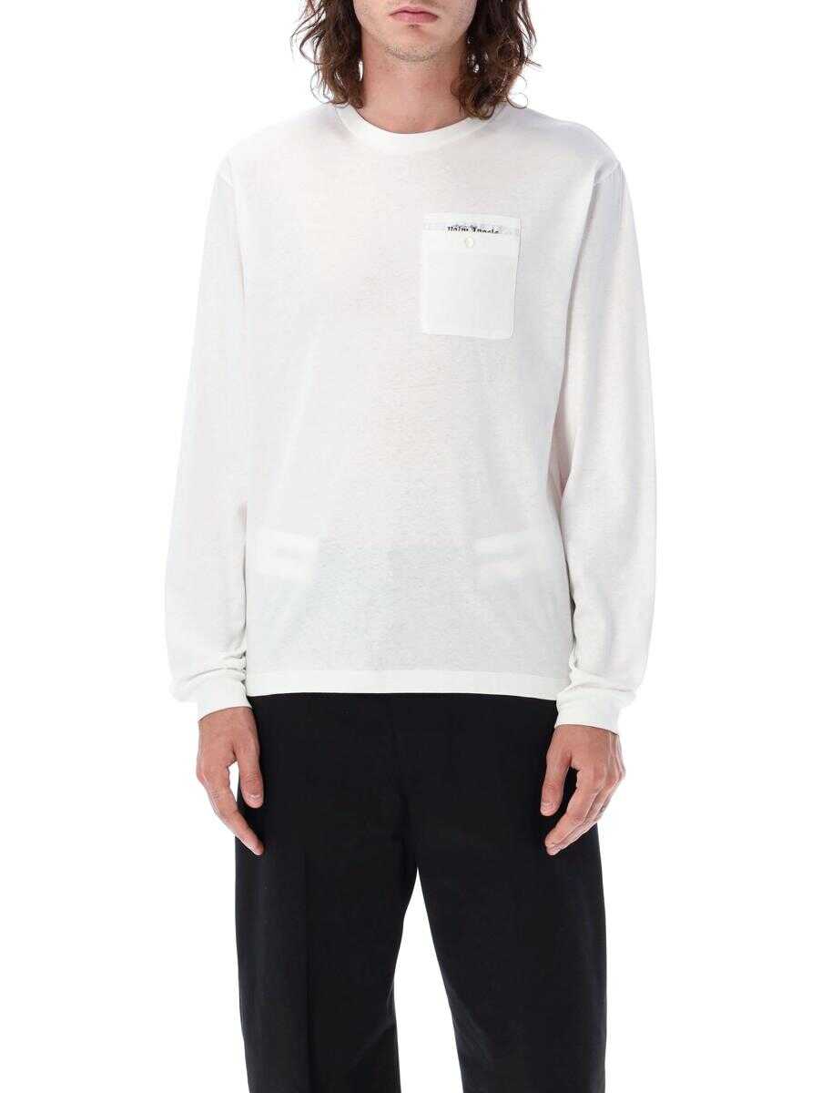 Palm Angels PALM ANGELS Sartorial tape pocket long-sleeved t-shirt WHITE/WHITE