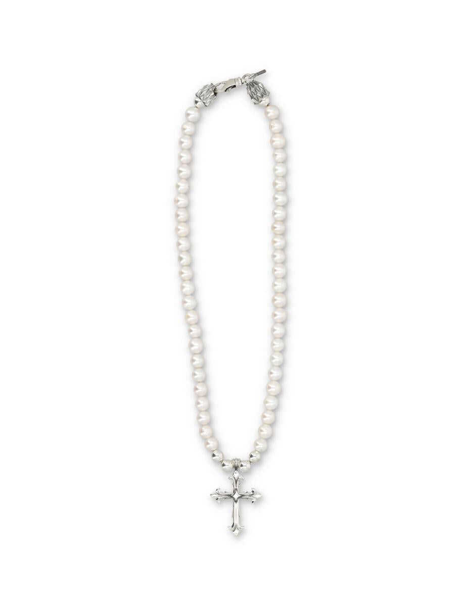 Emanuele Bicocchi EMANUELE BICOCCHI Pearl necklace with Cross WHITE