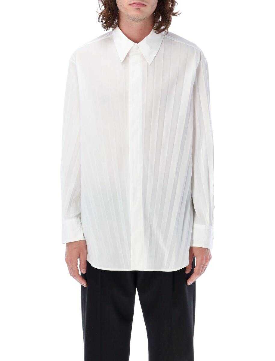 Valentino Garavani VALENTINO GARAVANI Pleated cotton-blend shirt WHITE