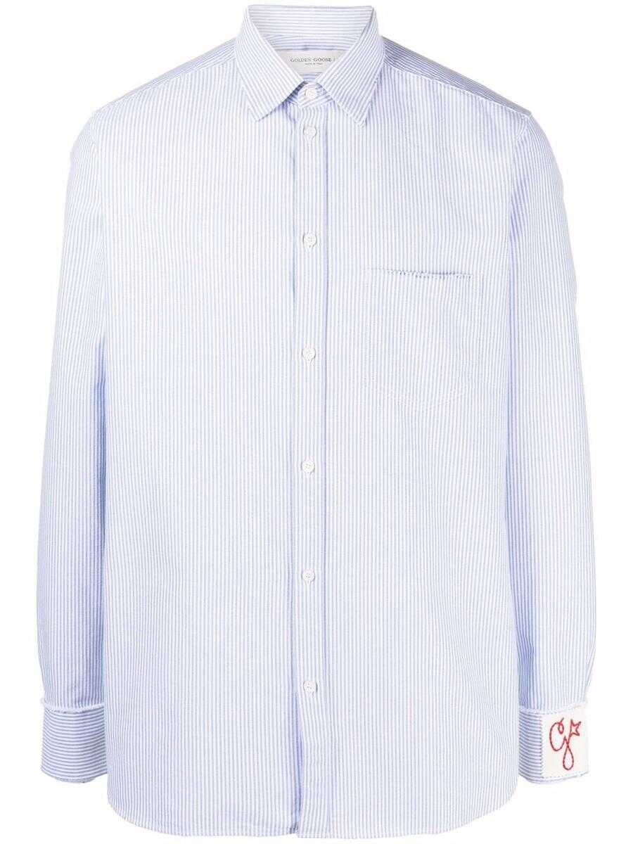 Golden Goose GOLDEN GOOSE GOLDEN M`S SHIRT REGULAR STRIPED COTTON OXFORD CLOTHING White