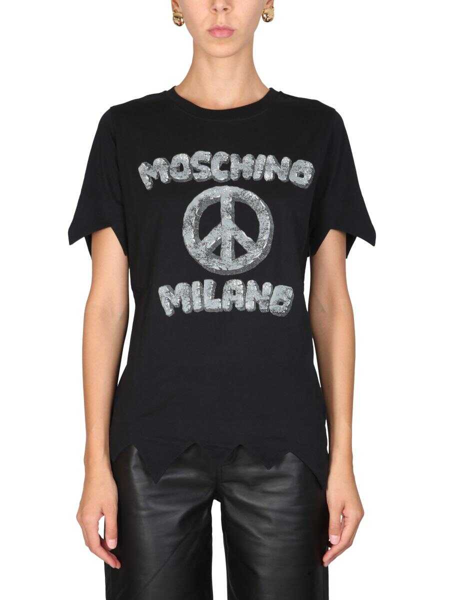 Moschino MOSCHINO FLINSTONES PRINT T-SHIRT BLACK