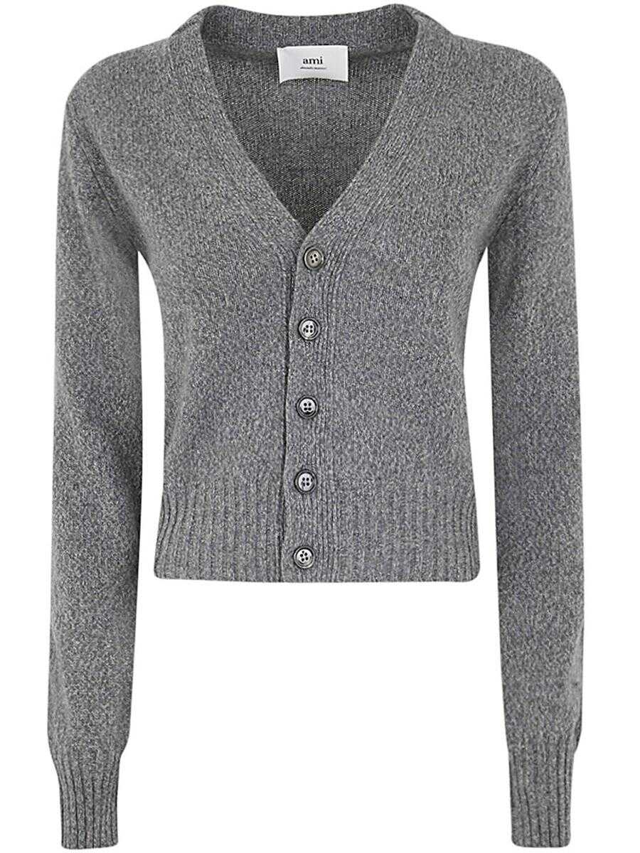 AMI Paris AMI PARIS TONAL ADC CARDIGAN CLOTHING Grey