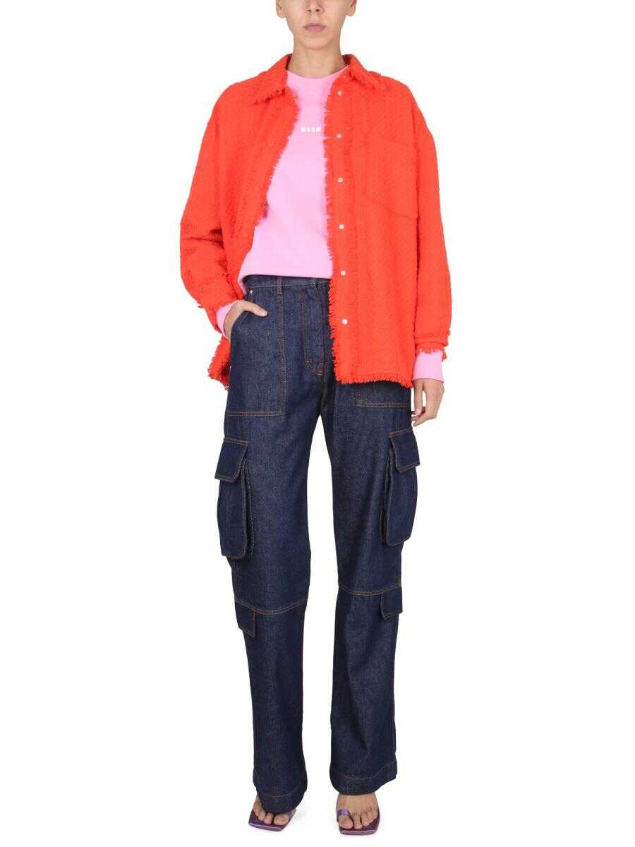 MSGM MSGM CAMICIA CON FRANGE ORANGE