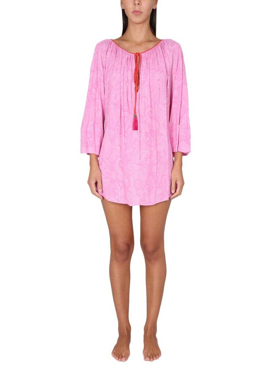 ETRO ETRO CAFTAN WITH PAISLEY PRINT PINK