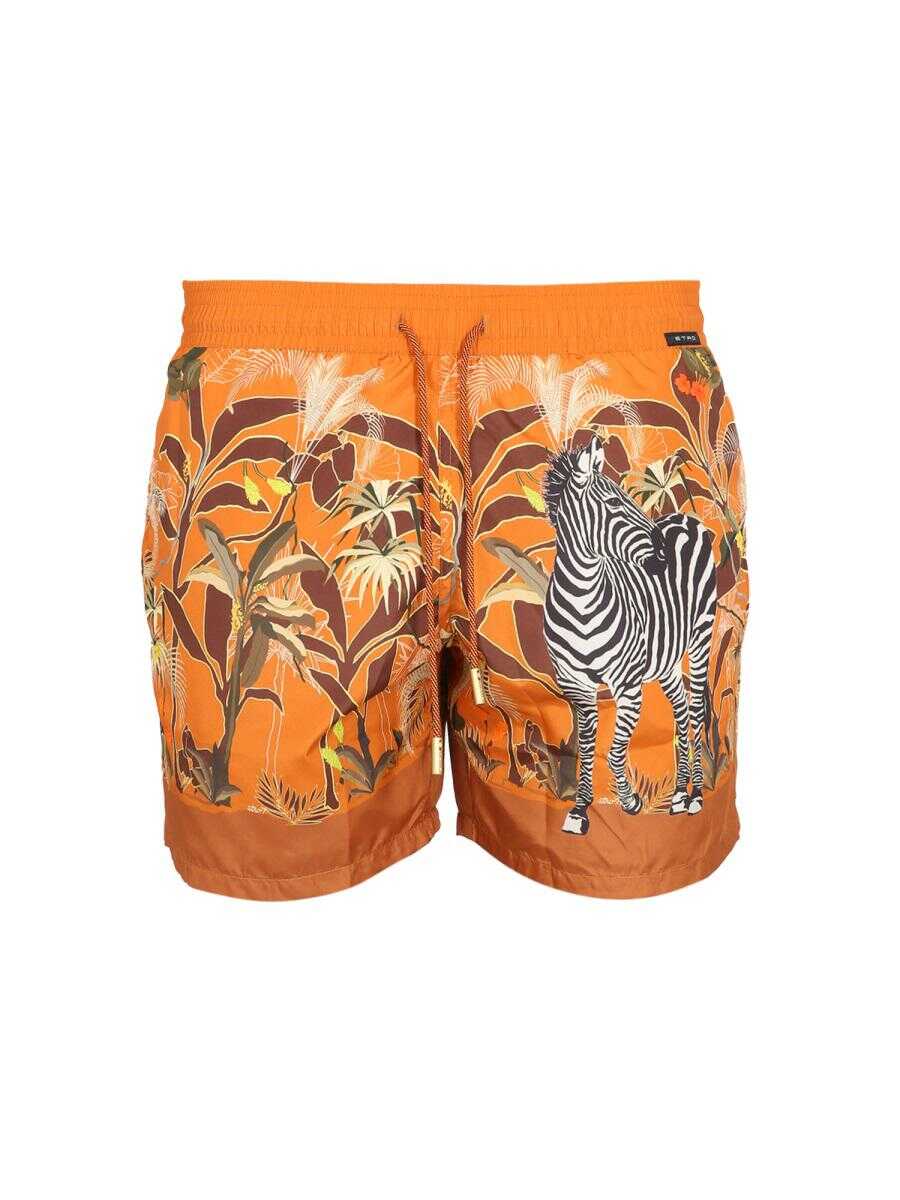 ETRO ETRO BOXER SWIMSUIT WITH PRINT ORANGE