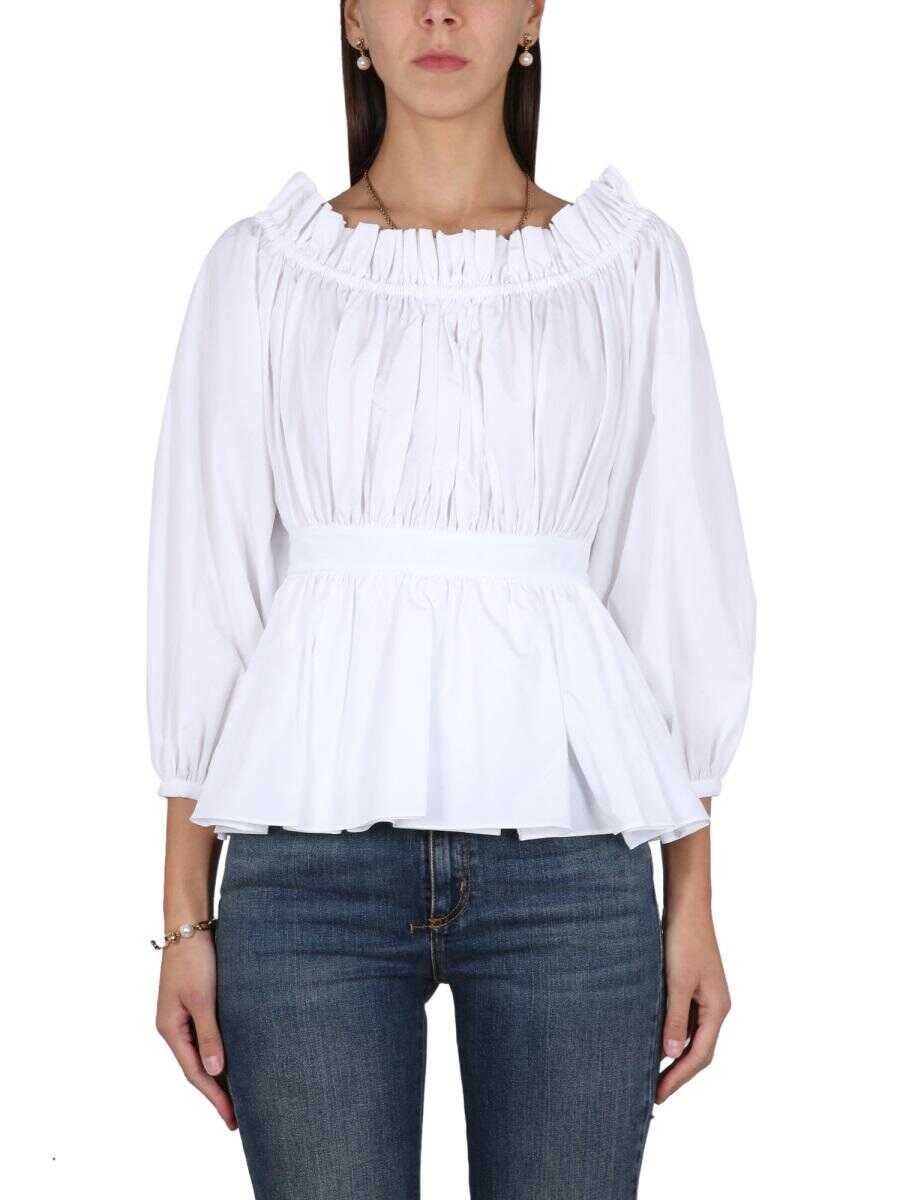 Alexander McQueen ALEXANDER MCQUEEN COTTON POPLIN TOP WHITE