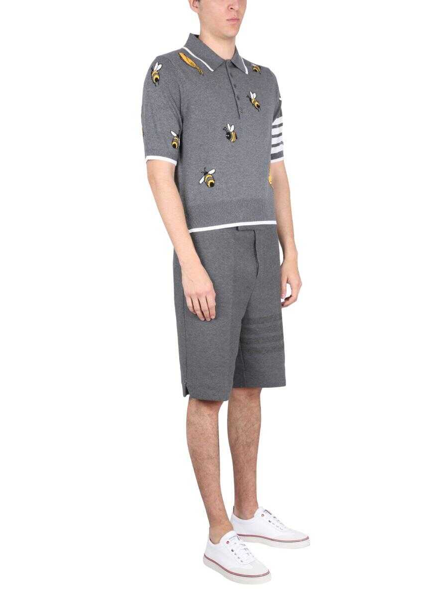 Thom Browne THOM BROWNE POLO BIRDS & BEES GREY