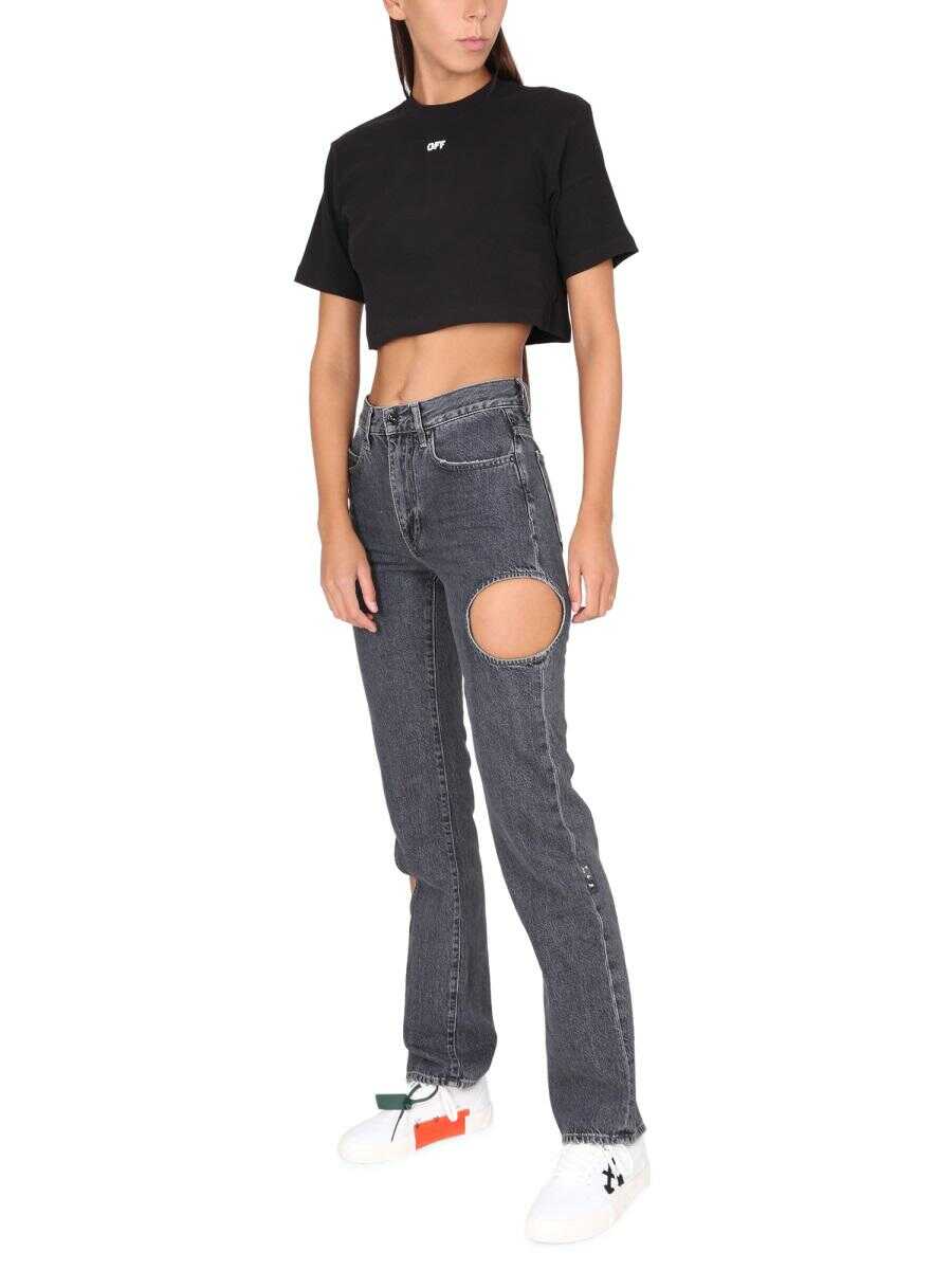 Off-White OFF-WHITE HOLE BAGGY JEANS GREY