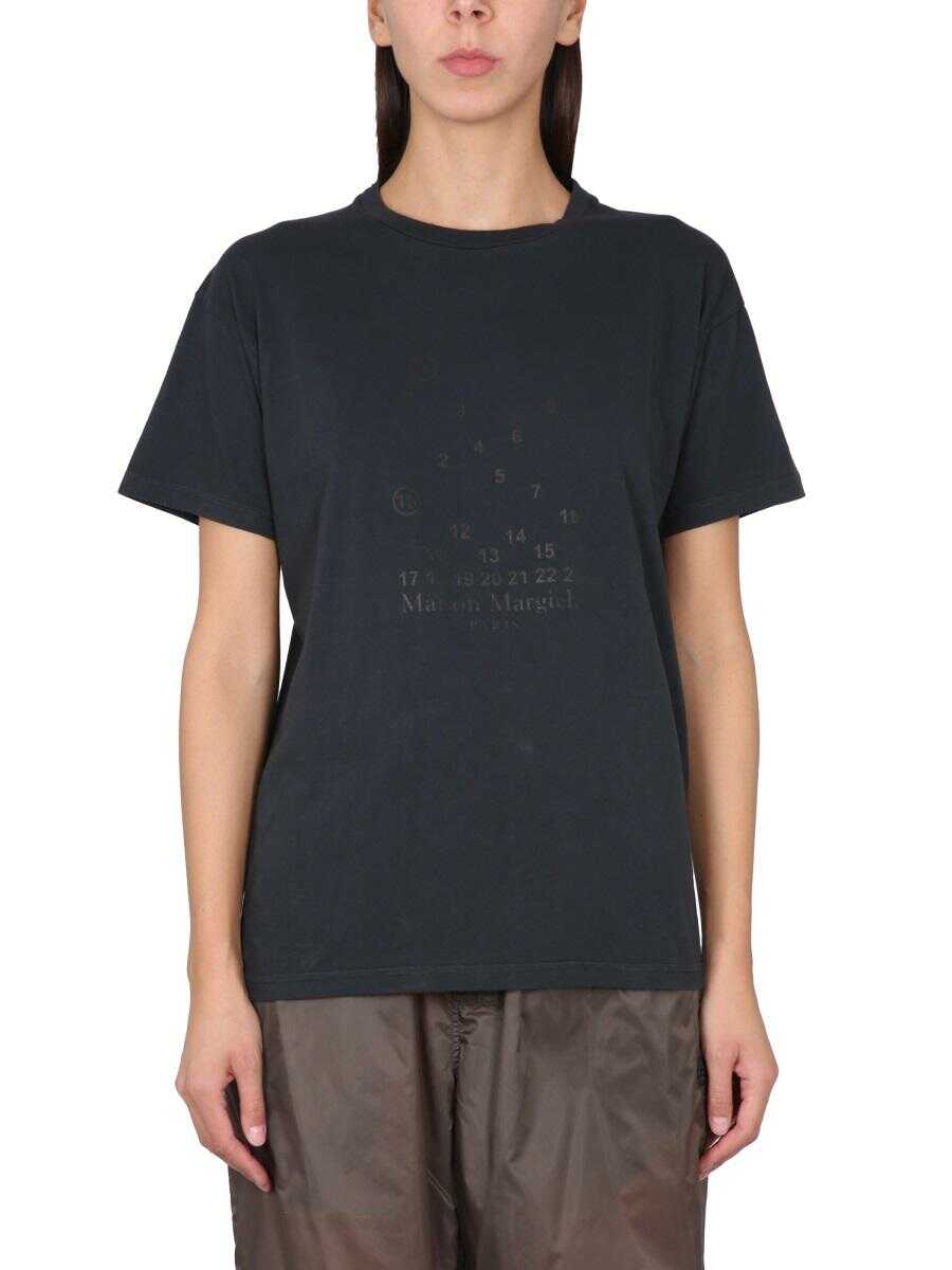 Maison Margiela MAISON MARGIELA T-SHIRT WITH LOGO EMBROIDERY BLACK