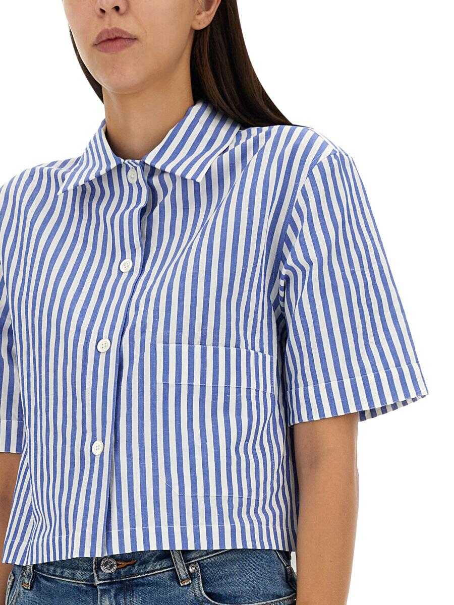 Margaret Howell MARGARET HOWELL CANDY STRIPE SHIRT BLUE