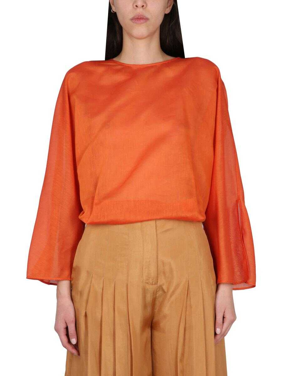 Alberta Ferretti ALBERTA FERRETTI COTTON AND SILK SHIRT ORANGE