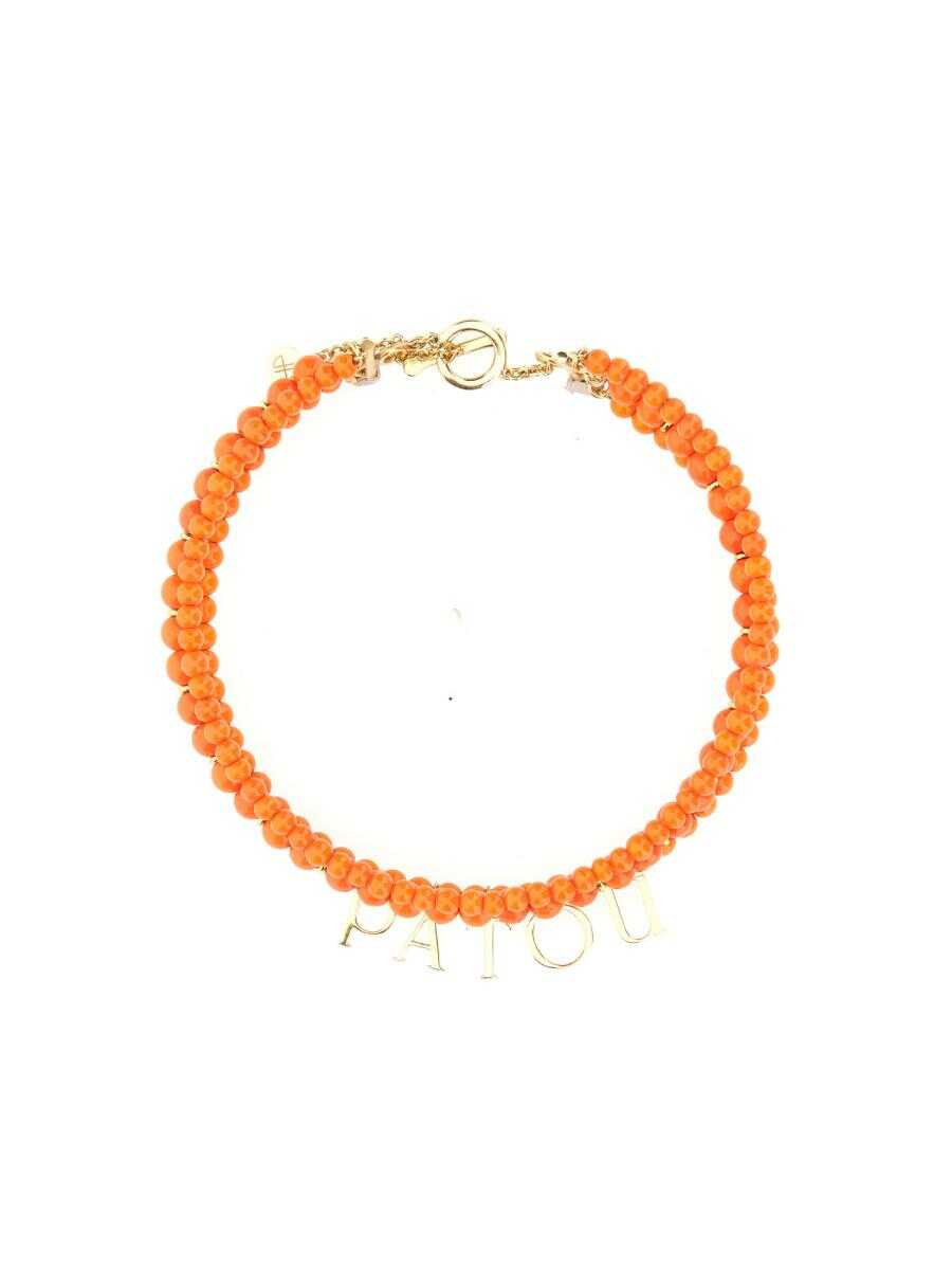 Patou PATOU GLASS AND BRASS BEAD NECKLACE ORANGE