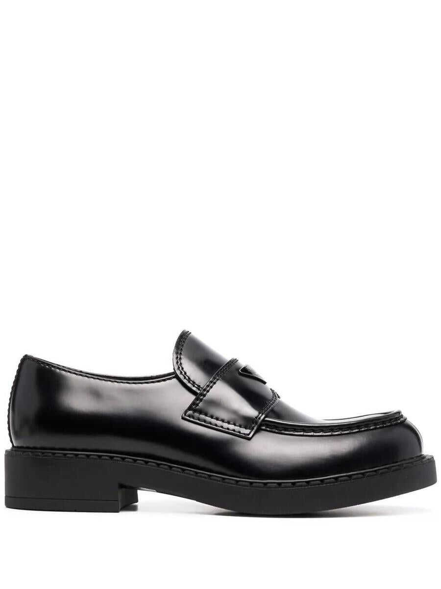 Prada PRADA logo-plaque chunky-sole loafers NERO