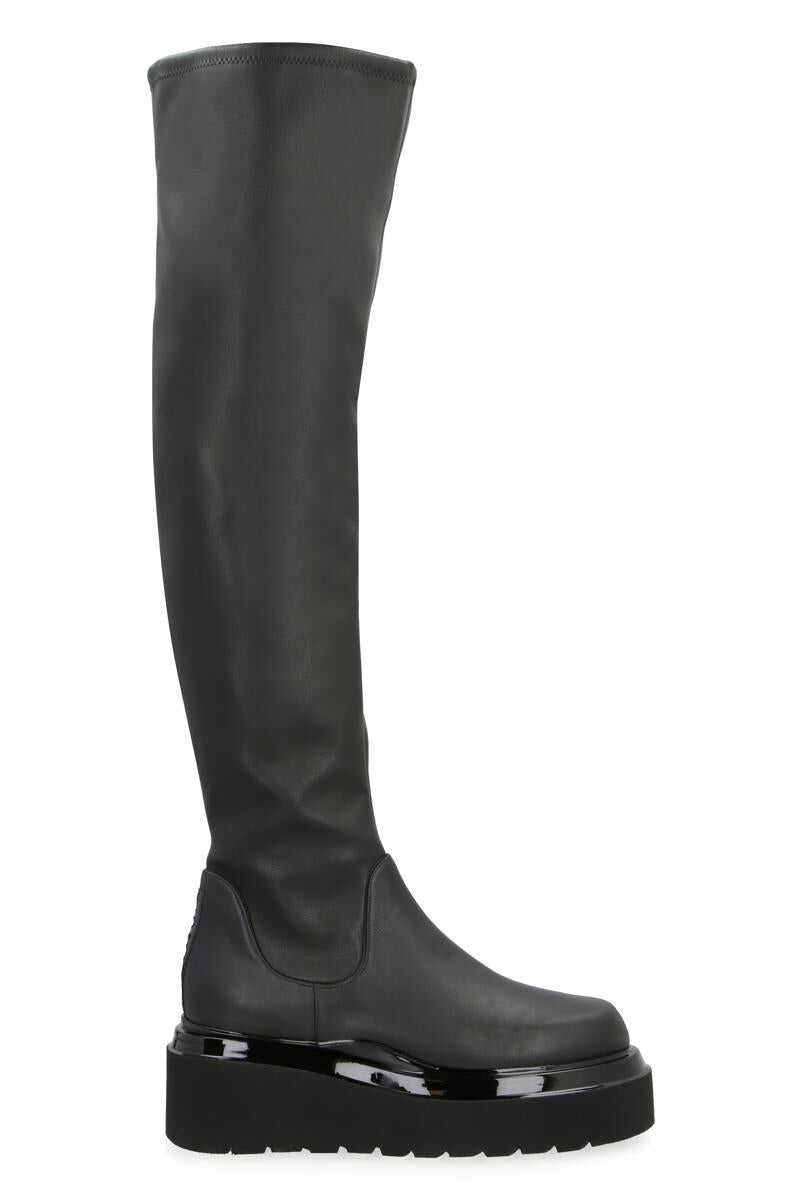 3JUIN 3JUIN AMALIA ECO-LEATHER OVER-THE-KNEE BOOTS BLACK