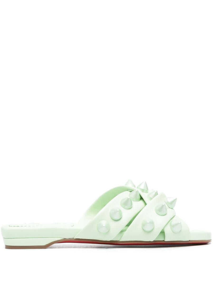 Christian Louboutin CHRISTIAN LOUBOUTIN Miss Spika flat leather sandals Green