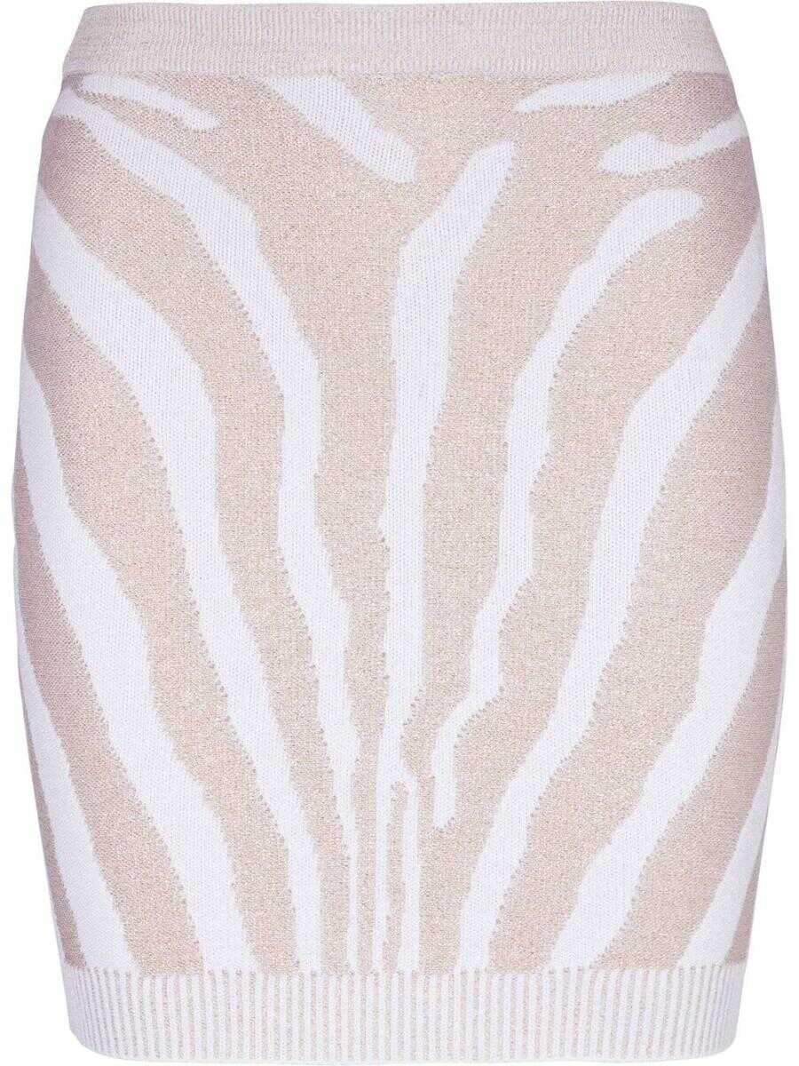 Balmain BALMAIN High waist zebra print knit short skirt White