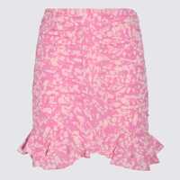 Fuste Isabel Marant Pink And White Silk Blend Skirt Femei